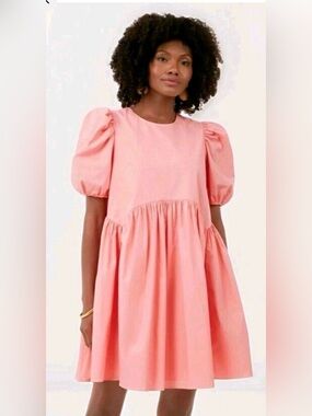 Tuckernuck Hyacinth House Dress XL XLarge Coral Pink Puff Sleeve Babydoll Preppy